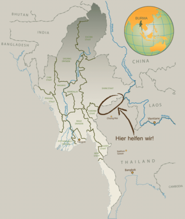 Landkarte von Burma und Anreinerstaaten